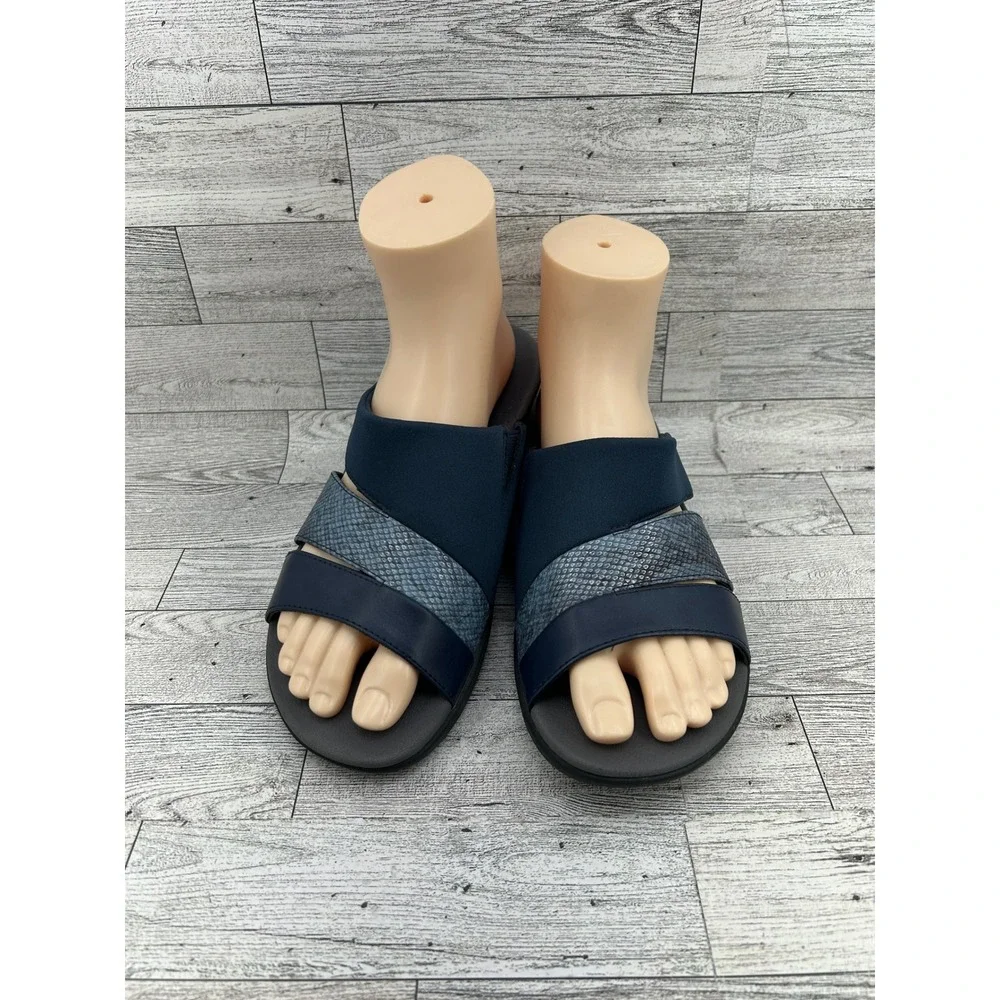 Clarks Cloudsteppers Women's Navy Blue Comfort‎ Slide Sandals Size 8 M